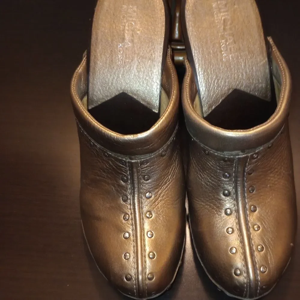 🆕🎉Michael KORS Blingy Gold Metallic Clogs Slides Mules - Picture 3 of 6